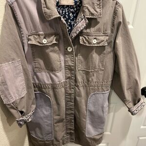 Free People Two-Tone Jacket with Adjustable Waist
